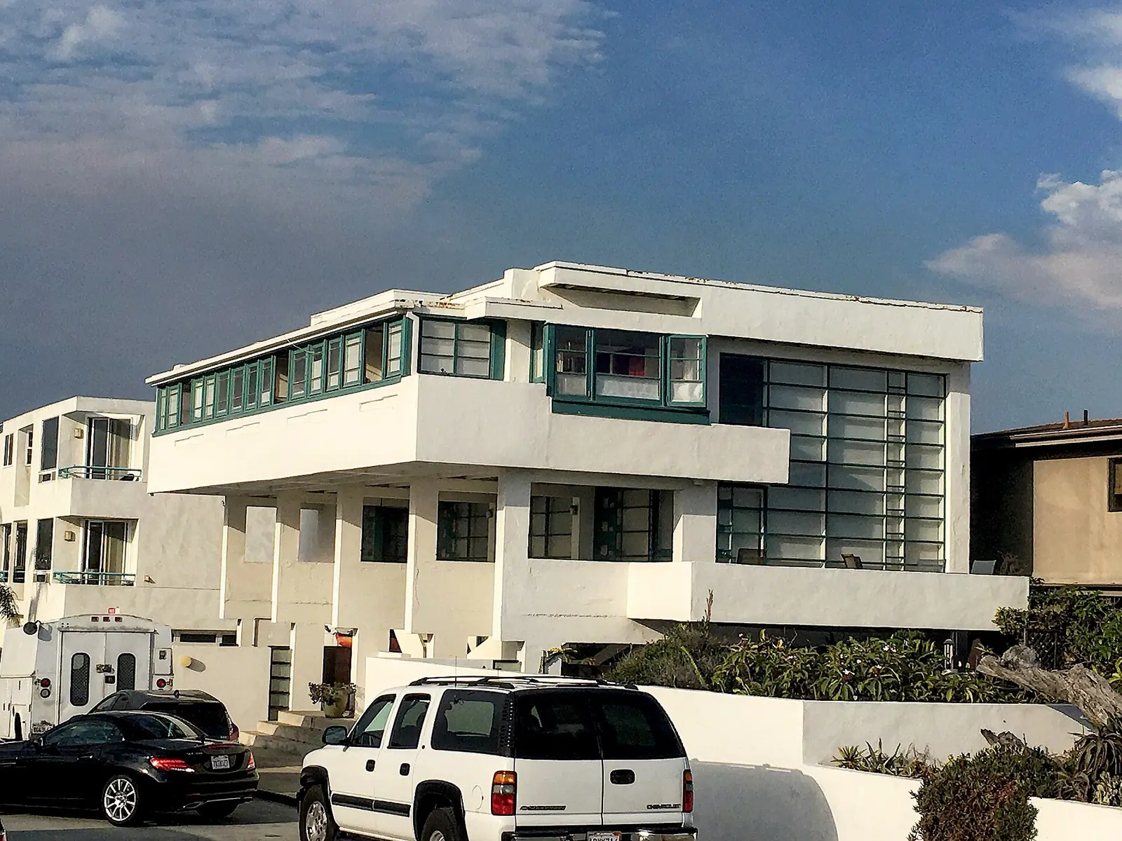 Modern white beach house
